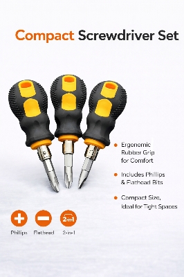 Picture of 2 in 1 Thumb Screwdriver – Dual Purpose Slotted & Phillips Double Head Screwdriver (1 Pcs)