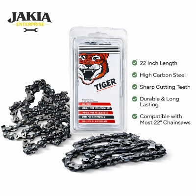Picture of TIGER Brand 22 Inch Chain Saw Chain – Heavy Duty Chainsaw Machine Chain Blade - Silver