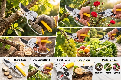 Picture of Professional Garden Pruner Scissors – Sharp Stainless Steel Bypass Secateur for Plant & Branch Cutting