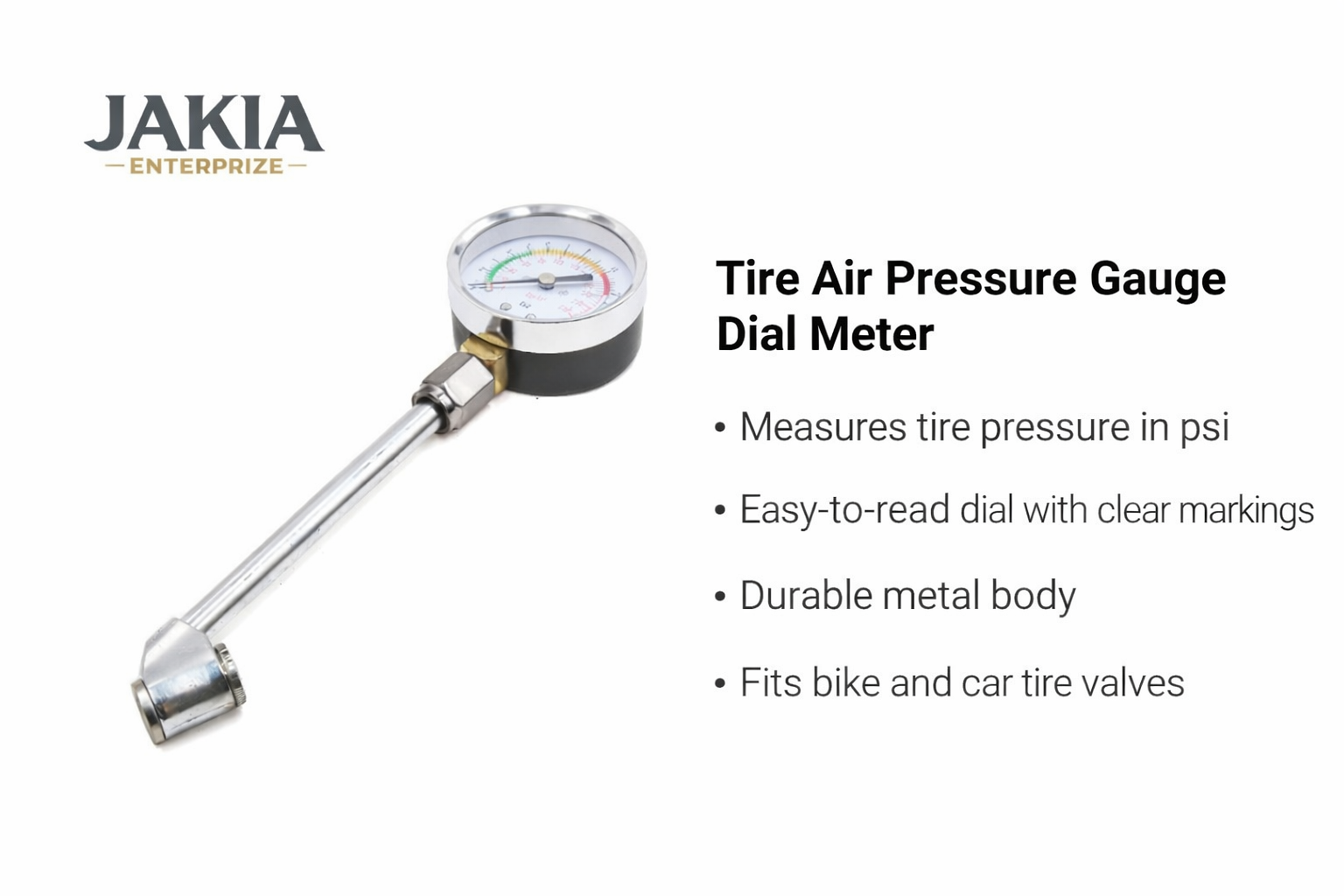 Picture of Tire Air Pressure Gauge Dial Meter – Car & Bike PSI Pressure Checker (Metal Body)