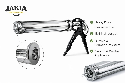 Picture of Stainless Steel Silicone Gun – 13.4 Inch Heavy Duty Hand Caulking Gun - Silver