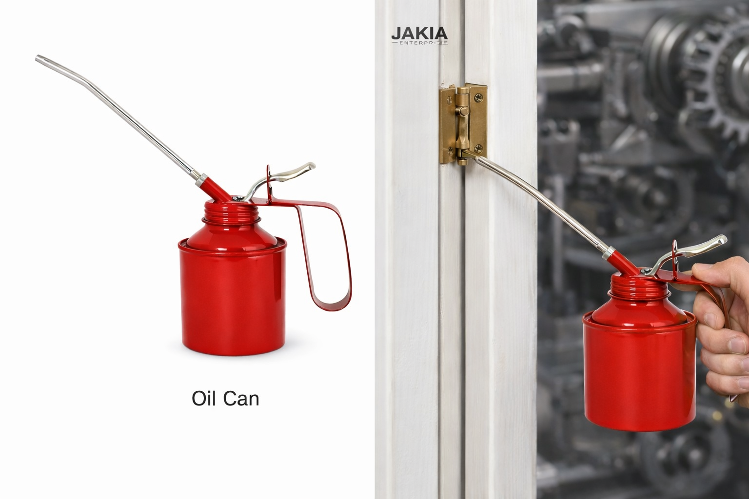 Picture of Metal Oil Can – Multi-Purpose Lubricating Oil Can with Long Nozzle (Free Size) - Red