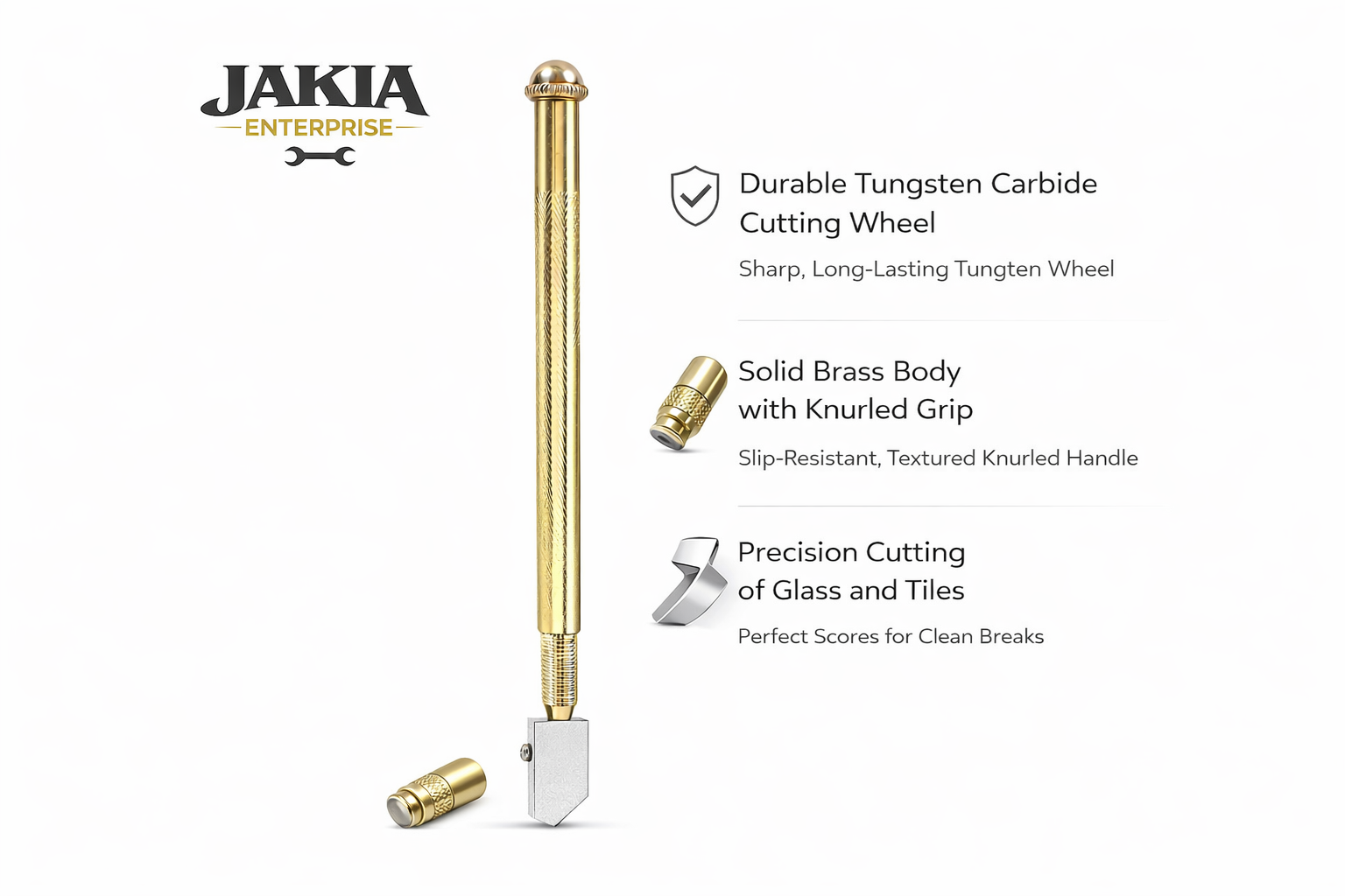 Picture of Professional Glass Cutter – Heavy Duty Metal Body Glass Cutting Tool - Gold