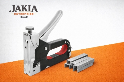 Picture of 3-in-1 Heavy Duty Staple Gun Tacker – Manual Stapler for Woodworking, Carpet & Fabric + 600 Staples - Red