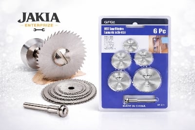 Picture of 6 Pcs HSS Circular Saw Blade Rotary Tool Kit – High Speed Steel Cutting Discs for Wood, Plastic & Aluminum - Navy Blue