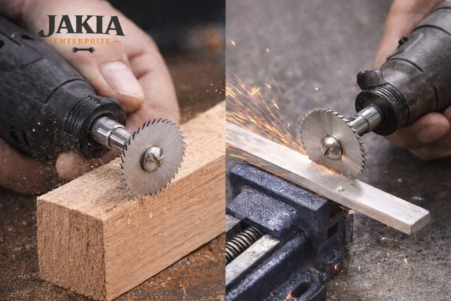 Picture of 6 Pcs HSS Circular Saw Blade Rotary Tool Kit – High Speed Steel Cutting Discs for Wood, Plastic & Aluminum - Navy Blue