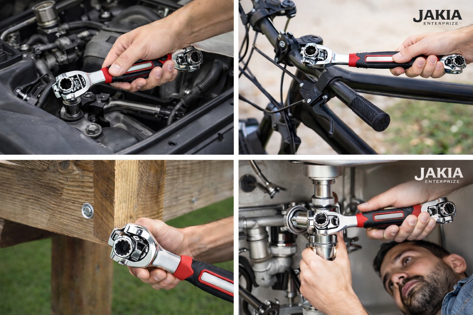 Picture of 48 in 1 Universal Socket Wrench – 360° Rotating Multi-Function Repair Tool - Red