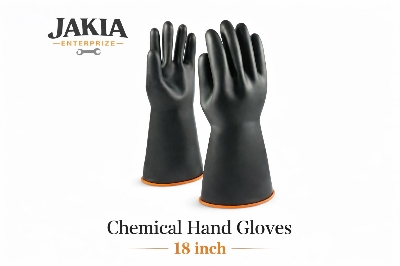 Picture of 18 Inch Chemical Resistant Hand Gloves – Heavy Duty Safety Gloves for Industrial & Cleaning Work - Black