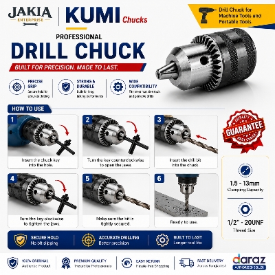 Picture of KUMI Professional Drill Chuck 1.5-13mm 1/2-20UNF Heavy Duty Drill Chuck for Portable Drill Machine Tools - White
