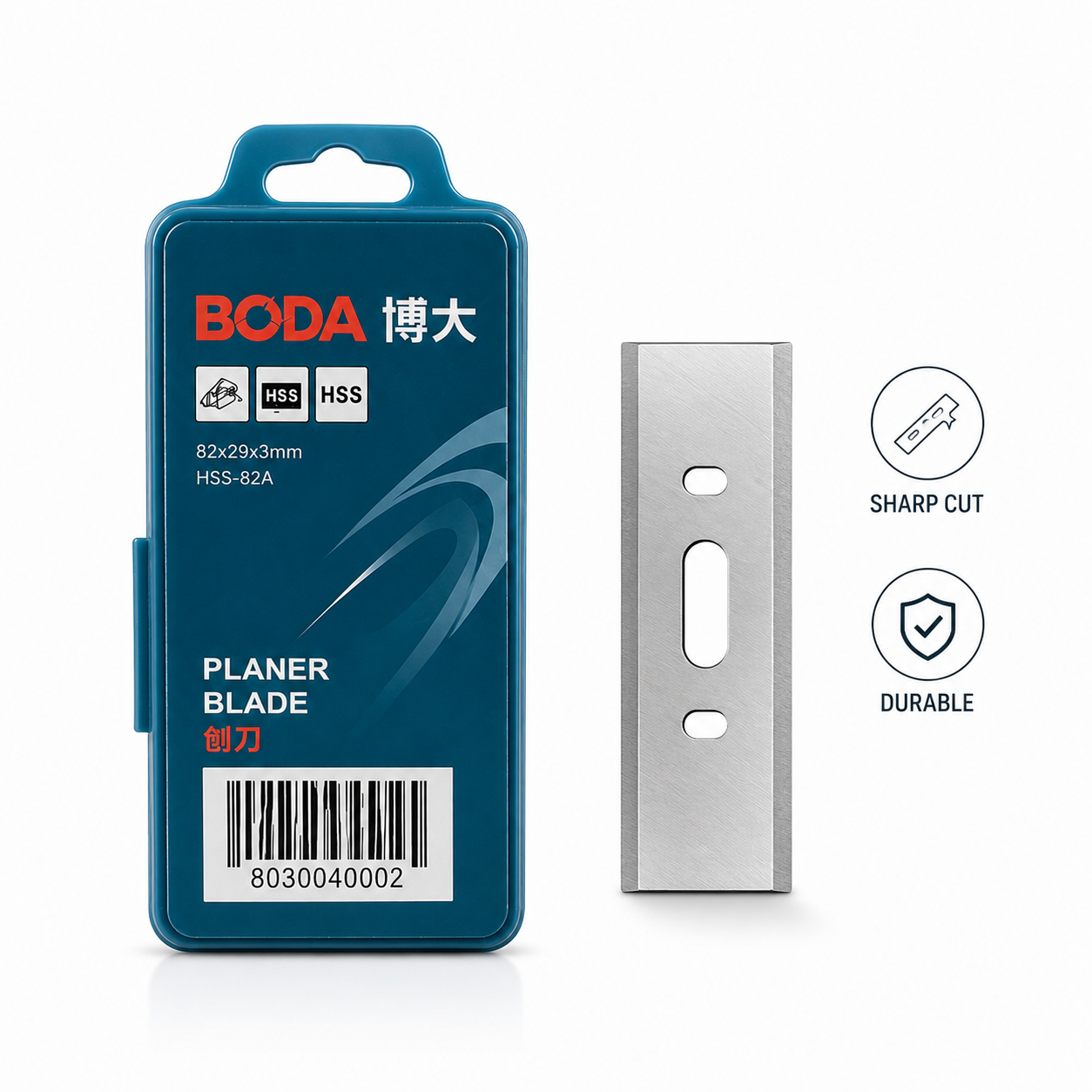 Picture of BODA Premium HSS Planer Blade 82x29x3mm | Sharp Durable Woodworking Cutter Blade for Electric Planer Machine - Blue