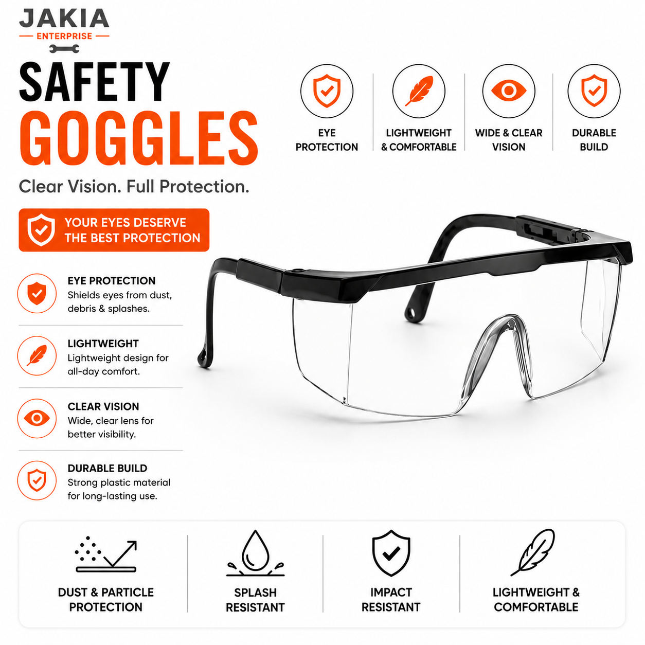 Picture of Safety Goggles Protective Eyewear Clear Safety Glasses Dust Splash & Impact Resistant - Multicolor
