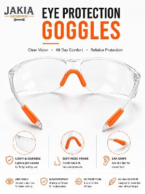 Picture of Safety Eye Protection Goggles Transparent Protective Glasses Anti Dust Anti Impact Safety Glasses for Industrial Construction Lab Workshop - Orange