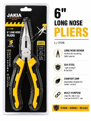 Picture of 6 Inch Long Nose Pliers LJ-2106 Professional Needle Nose Plier for Electrical DIY Repair Work - Yellow
