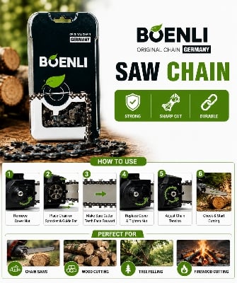 Picture of 16" Inche BOENLI Original Germany Saw Chain for Chainsaw Machine | Sharp Durable Heavy Duty Wood Cutting Chain - Green