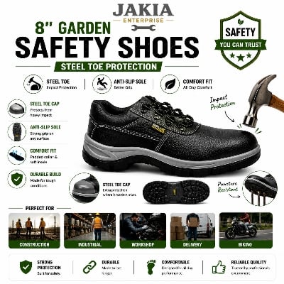 Picture of Solex Super Safety Shoes Steel Toe Industrial Work Shoes Anti Slip Protective Footwear for Men - Black