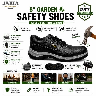Picture of Solex Super Safety Shoes Steel Toe Industrial Work Shoes Anti Slip Protective Footwear for Men - Black