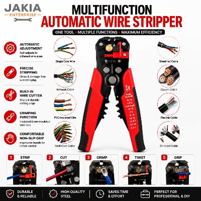 Picture of Multifunction Automatic Wire Stripper Tool - Heavy Duty Wire Cutter, Crimping & Cable Stripping Pliers for Electrician & DIY Use - Multicolor