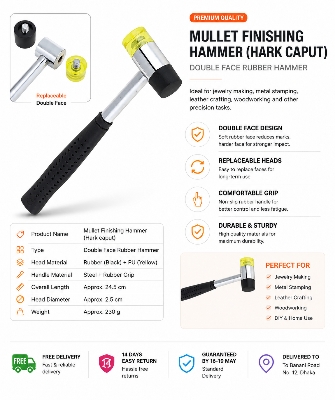 Picture of Double Face Rubber Mallet Hammer | Multifunction Finishing Hammer | Replaceable Head Soft & Hard Rubber Hammer - Multicolor