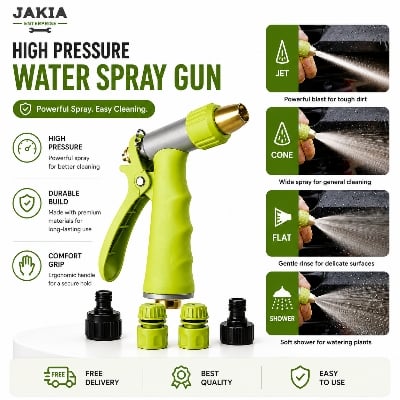 Picture of High Pressure Water Spray Gun Adjustable Garden Hose Nozzle Car Wash Watering Spray Gun with 4 Spray Modes