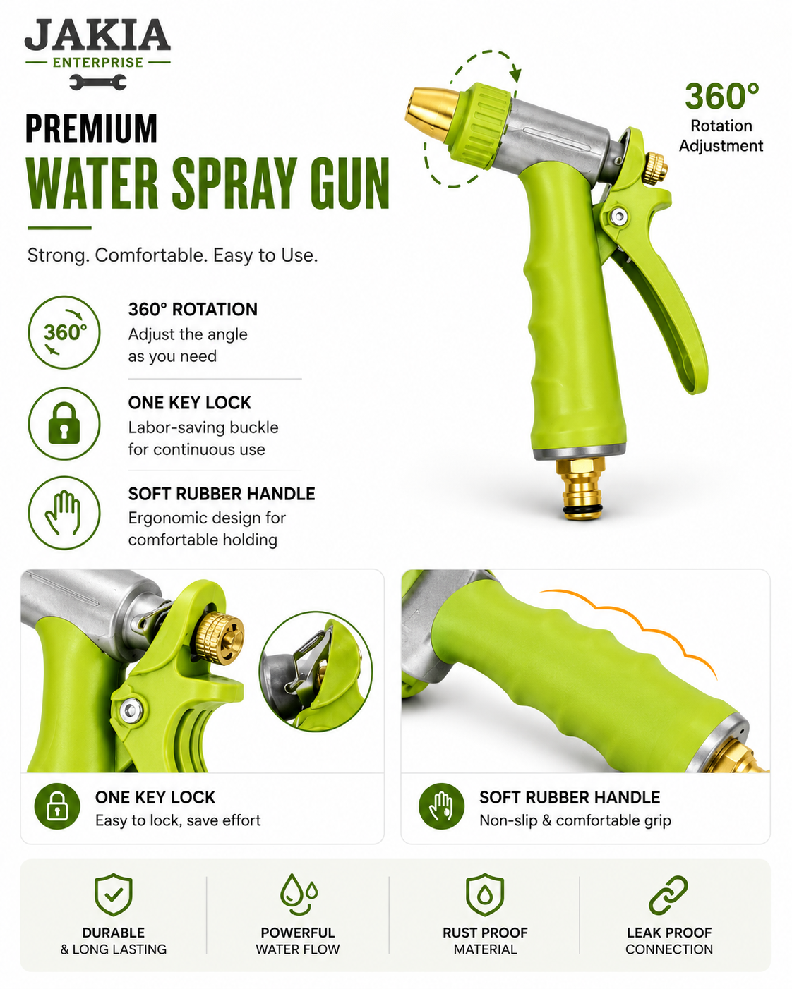 Picture of High Pressure Water Spray Gun Adjustable Garden Hose Nozzle Car Wash Watering Spray Gun with 4 Spray Modes