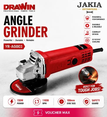 Picture of 720W Angle Grinder Machine 100mm - Heavy Duty Electric Grinder Cutting & Grinding Tool for Metal, Steel & DIY Work - Multicolor