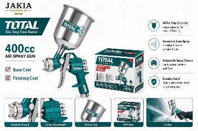 Picture of TOTAL 400cc Professional Air Spray Gun | Adjustable Paint Sprayer for Car Paint, Furniture, Wood & Wall Coating | Smooth Finish Spray Gun