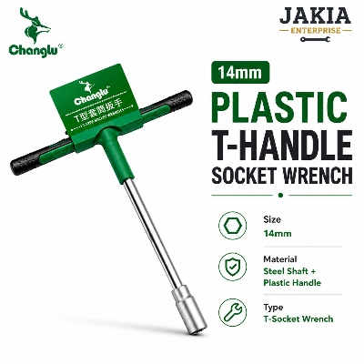 Picture of Changlu 14mm T-Socket Wrench with Plastic Handle | Heavy Duty Steel Shaft T Handle Socket Spanner Tool | Rust Resistant Comfortable Grip - Multicolor
