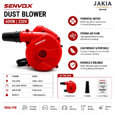 Picture of SENVOX 600W Electric Dust Blower 220V High Power Air Blower Machine | Portable Cleaning Blower for Computer, Car & Home Cleaning