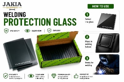 Picture of 50 Pc AU Extra DIN 12 Germany Welding Protection Glass | Welding Helmet Lens Filter Glass | Eye Protection Welding Shield Glass | Premium Welding Safety Glass - Multicolor