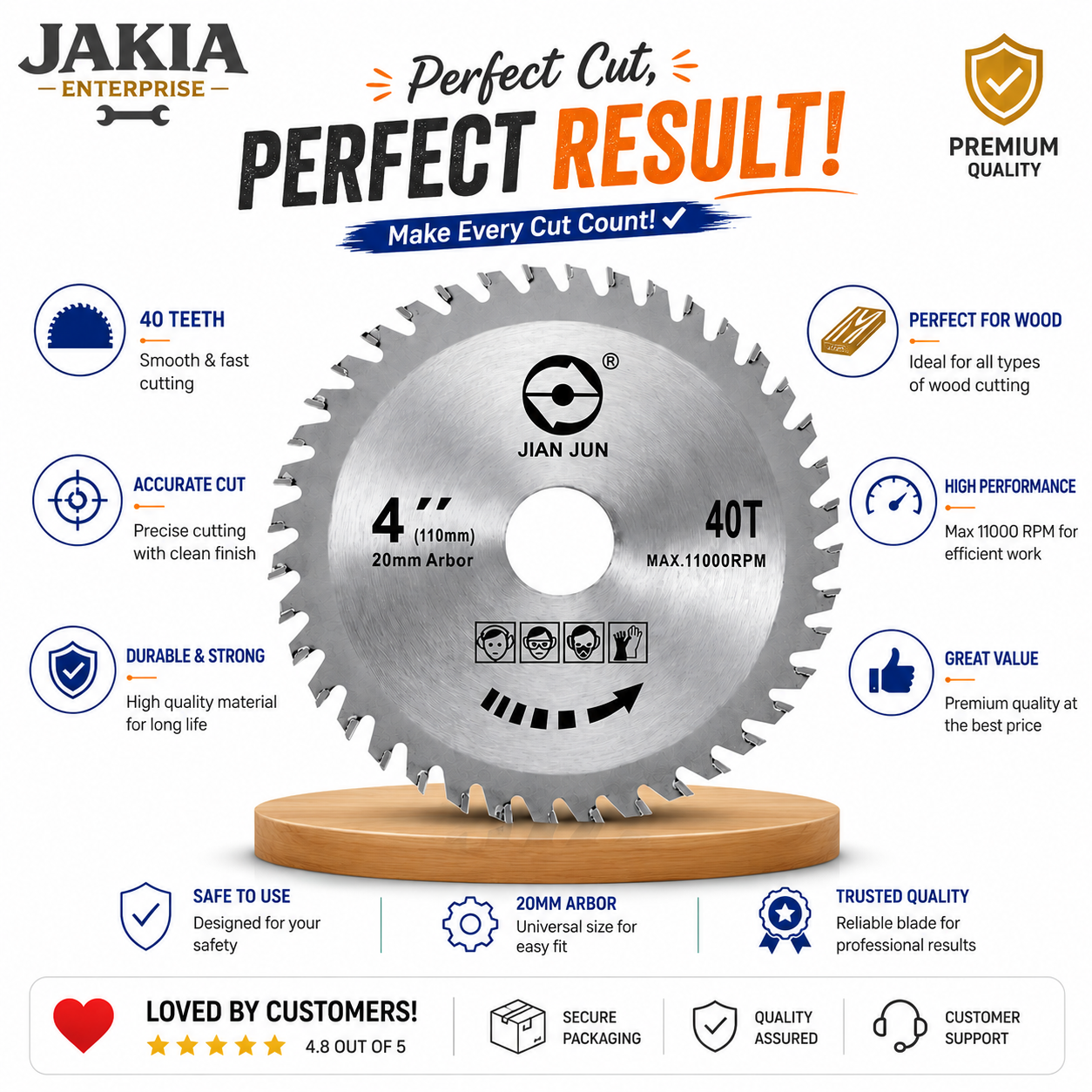 Picture of 4 Inch TCT Wood Cutter Saw Blade 40 Teeth Circular Cutting Disc for Wood Cutting Machine, Angle Grinder & DIY Woodworking - Multicolor