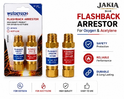 Picture of Weldertech Flashback Arrestor Set for Oxygen & Acetylene Gas Welding | Brass Flashback Safety Valve | ISO 5175-1 Certified | Welding Torch Safety Device - Multicolor