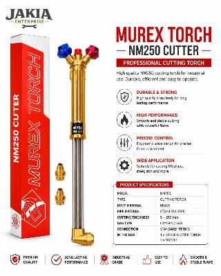 Picture of Murex NM250 Gas Cutting Torch | Heavy Duty Brass Cutter Torch | Oxygen Acetylene Cutting Torch for Metal, Steel & Industrial Fabrication - Multicolor