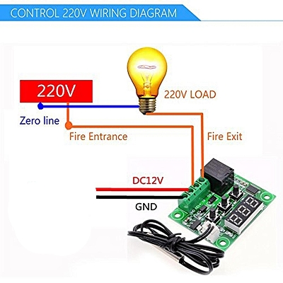 Picture of W1209 Digital Temperature Controller Switch Use Incubator Or Others Work (Multicolor)