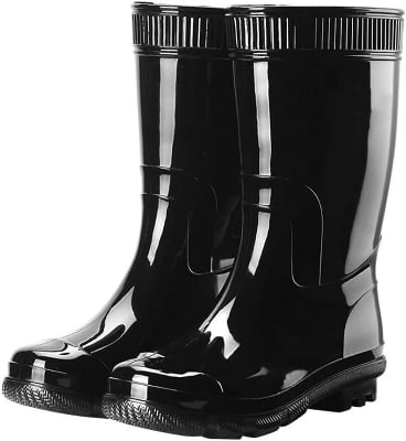 Picture of Understated Waterproof Gum BootMen's Black Outdoor Rain Boots Wearresistant Antiscratch Rain Boots Nonslip Platform Rain Boots Progressively Better