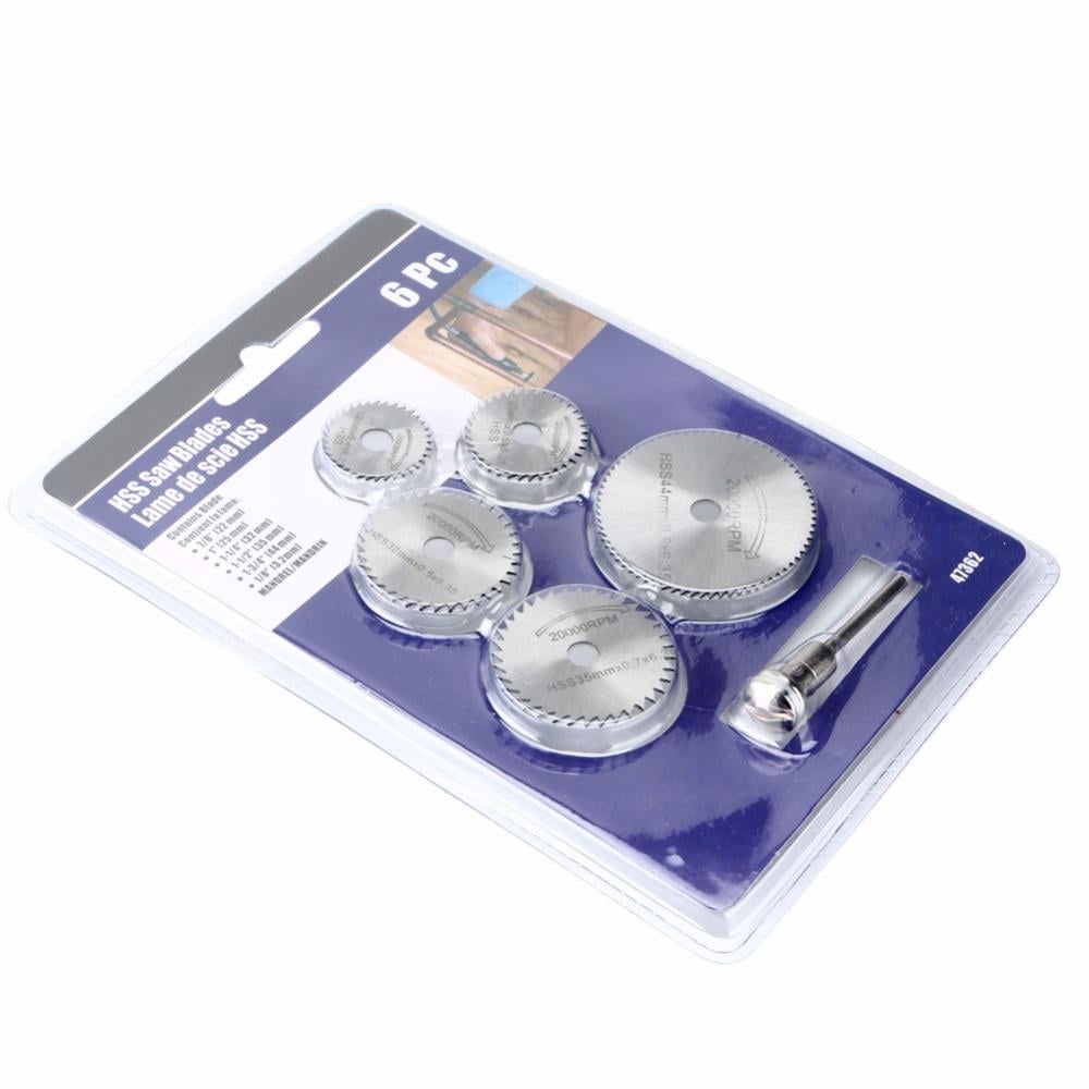 Picture of Mini HSS Circular Saw Blades Rotating Tools Diamond Cutting Discs Chuck Rotary Bit Set  (6 Pieces) (Silver)
