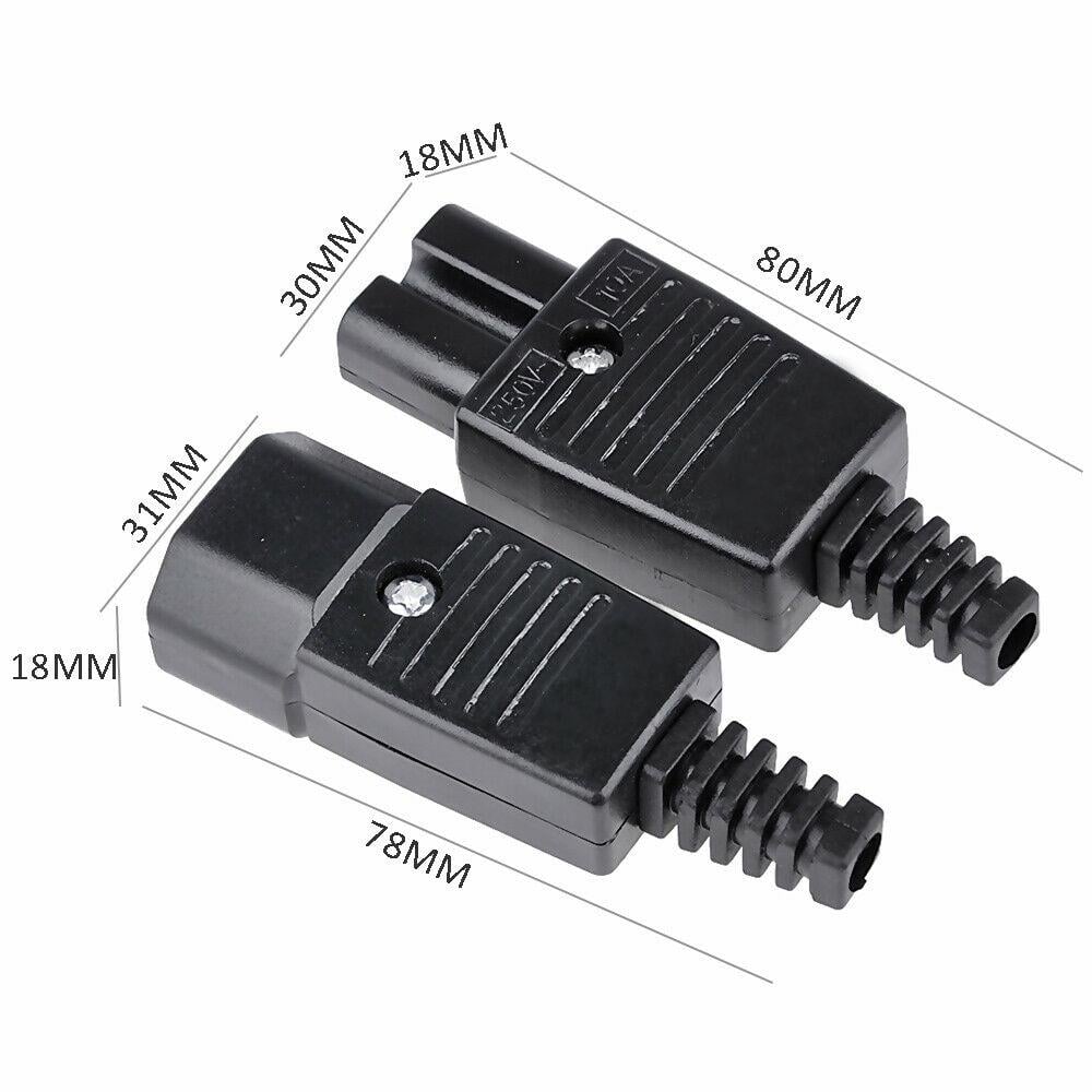 Picture of Rewireable IEC BX-09 BX-10 250V 10A Male Female Inline Socket & Plug Connector ()