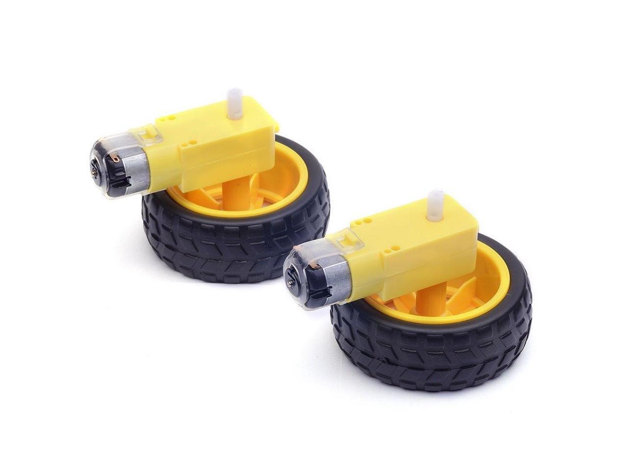 Picture of Smart Robot Car Dual Shaft Gear Motor With Tire Wheel (2 set) (Multicolor)