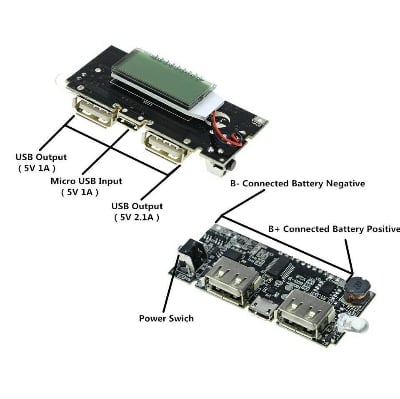 Picture of Dual USB 3.7V to 5V 1A & 2.1A Power Bank First Charger Module (Multicolor)