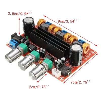Picture of TPA3116D2 50Wx2+100W 2.1 Channel HiFi Digital Subwoofer Power Amplifier Board DC 12-24V (Multicolor)