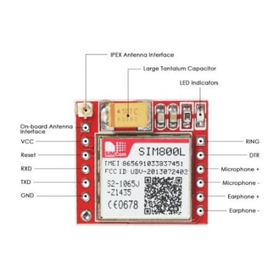 Picture of SIM800L G P R S & G S M Module With Antenna For DIY Work RC Projuct (Multicolor)