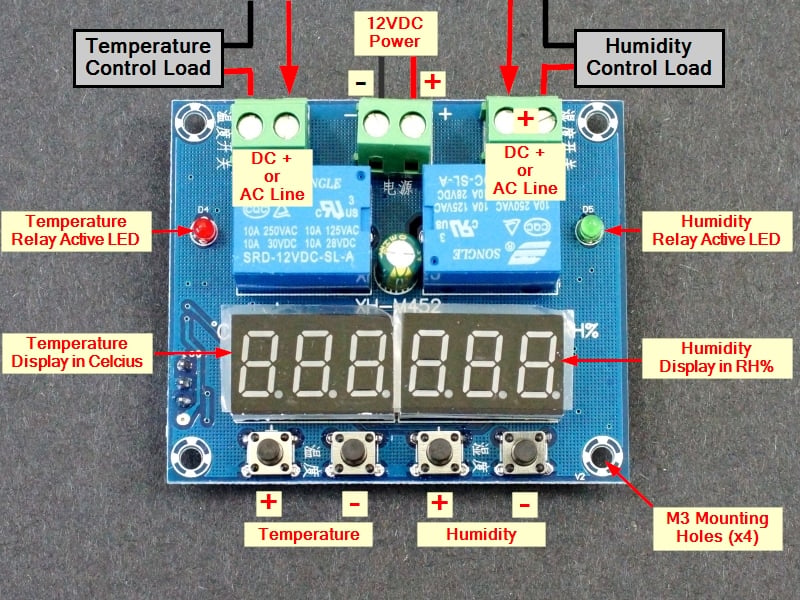 Picture of XH-M452 Digital Temperature & Humidity Controller Switch Module (Multicolor)