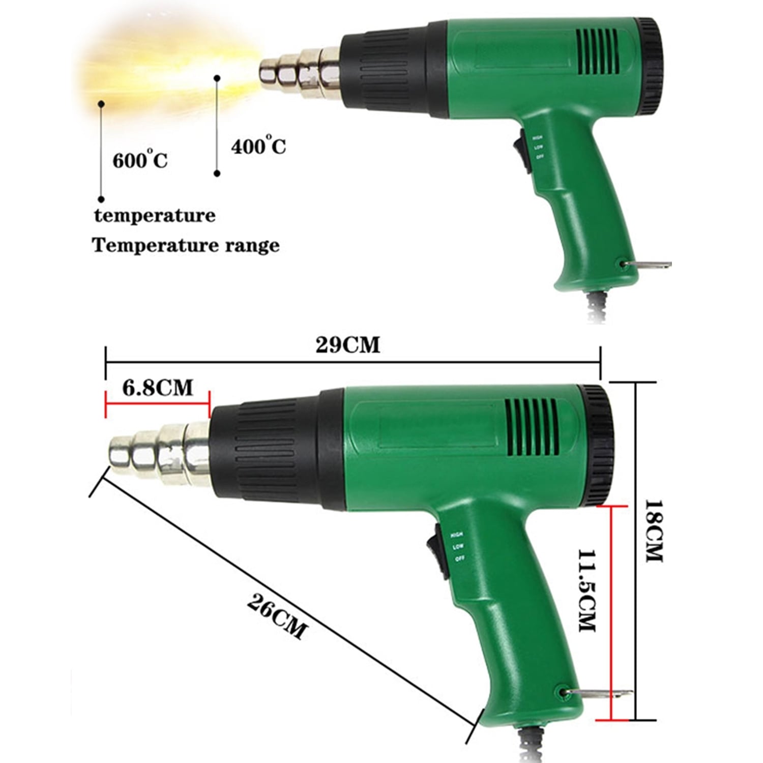 Picture of Heatgun Heavy Duty Dual Temperature Electronic Hotguns (Multicolor)