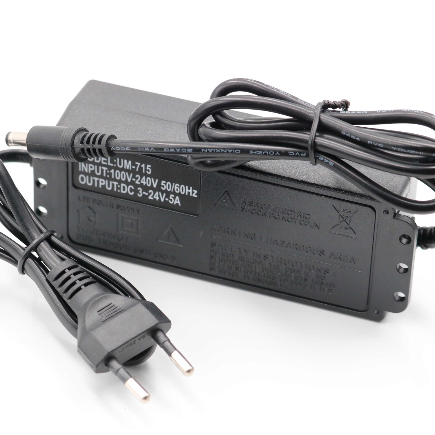 Picture of Adjustable DC 24V 5A Power Adapter with LED Voltmeter 775 Motor Power Supply AC 220V to DC 3V-24V Lighting Power Supply for LED Light RS775 775 DC Motor Audio Amplifier (Black)