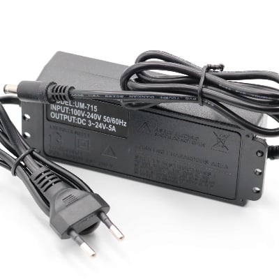 Picture of Adjustable DC 24V 5A Power Adapter with LED Voltmeter 775 Motor Power Supply AC 220V to DC 3V-24V Lighting Power Supply for LED Light RS775 775 DC Motor Audio Amplifier (Black)