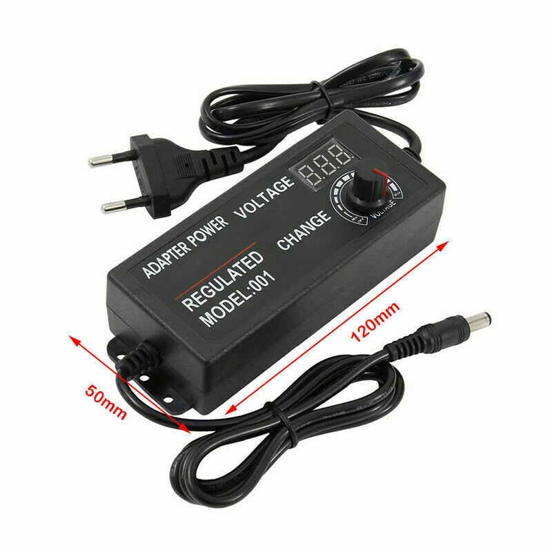 Picture of Adjustable DC 24V 5A Power Adapter with LED Voltmeter 775 Motor Power Supply AC 220V to DC 3V-24V Lighting Power Supply for LED Light RS775 775 DC Motor Audio Amplifier (Black)