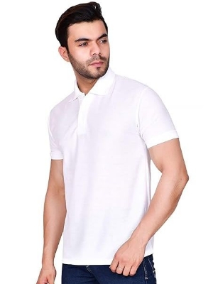 Picture of White Polo Shirt - Polo Collar Neck Sports, Causal Cotton T-Shirt for Men and Boys