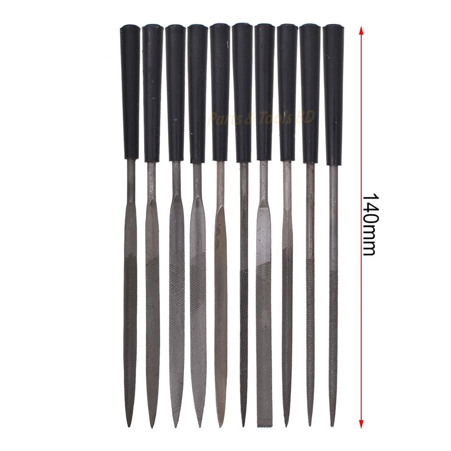 Picture of Needles Files Set (10 Pcs) Includes flat parallel, flat taper, round, half-round, three-square and square files. (Multicolor)