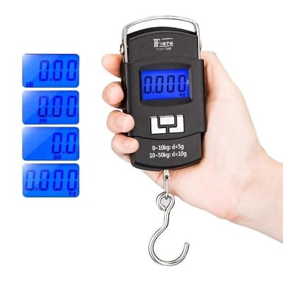 Picture of 50kg Portable Electronic LCD Digital Hanging Weight Scale F1976-744E Pocket Hook Scale Balance for Luggage Suitcase Travel Bag with Battery (Black)