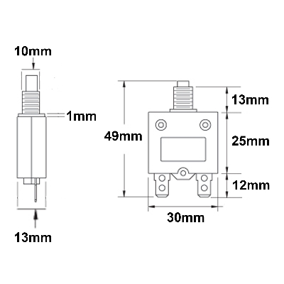Picture of Push To Reset Circuit Breaker Universal Push To On Fuse Circuit Breaker - Remote Control Switch (5A Breaker)