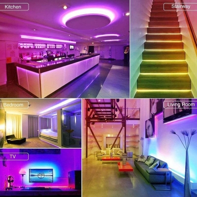 Picture of 16 Color SMD 5050 DC 12V LED Strip Light With Remote Driver 5 Meter RGB Color Fairy Lights for Ceiling Decoration (Multicolor)